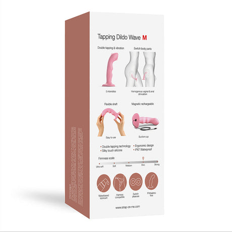 STRAP-ON-ME Tapping Dildo Wave — Double-Tapping Vibrator, Coral Pink - SM7525