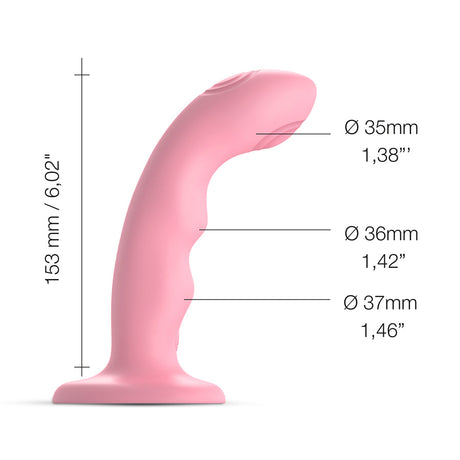 STRAP-ON-ME Tapping Dildo Wave — Double-Tapping Vibrator, Coral Pink - SM7525