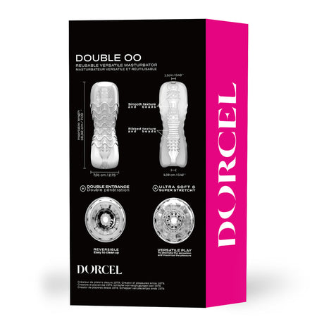 Dorcel DOUBLE Oo Double-Entry Masturbator — 18 x 7 cm, Transparent - DL0857
