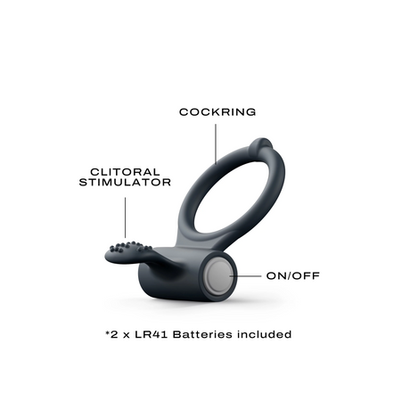 Dorcel Power Clit Cock Ring — Black, Silicone & ABS, 7 x 4.3 cm - DL1410
