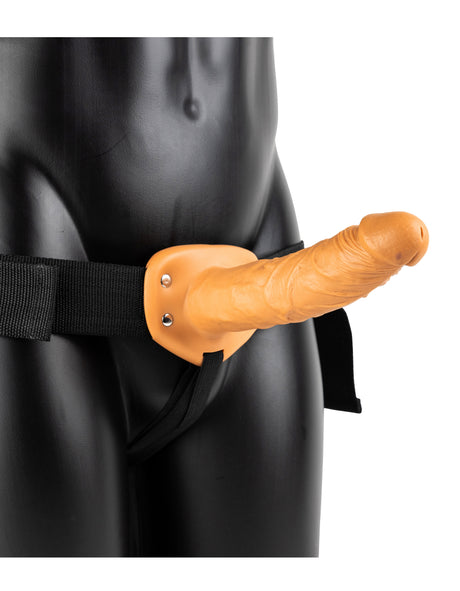 "Vibrating Hollow Strap-on No Balls 8 Inch - Tan SH-REA139TAN"