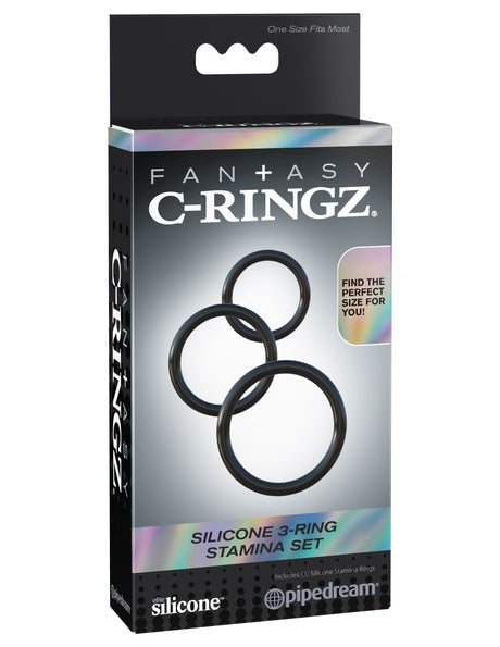 Fantasy C-Ringz Silicone Ring Stamina Set - Black by Pipedream