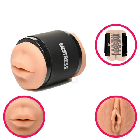 Curve Toys Mistress Double Shot Mouth & Vulva Stroker — Medium - CN-07-0585-12