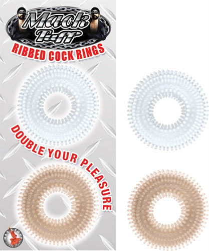 Mack Tuff Ribbed Cock Rings-Clear and Smoke by Nasstoys