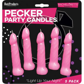 Hott Products Bachelorette Pecker Party Candles — Pink, 5-Pack - HTP3143