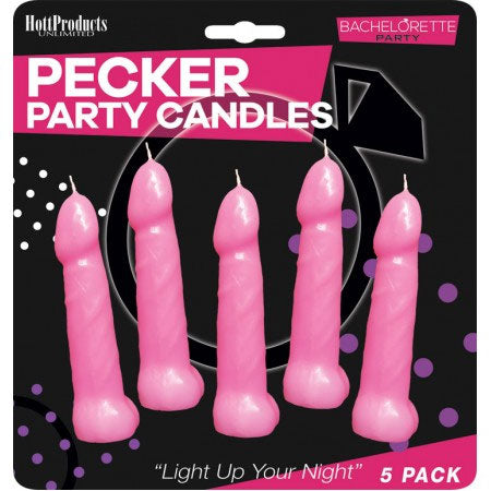 Hott Products Bachelorette Pecker Party Candles — Pink, 5-Pack - HTP3143