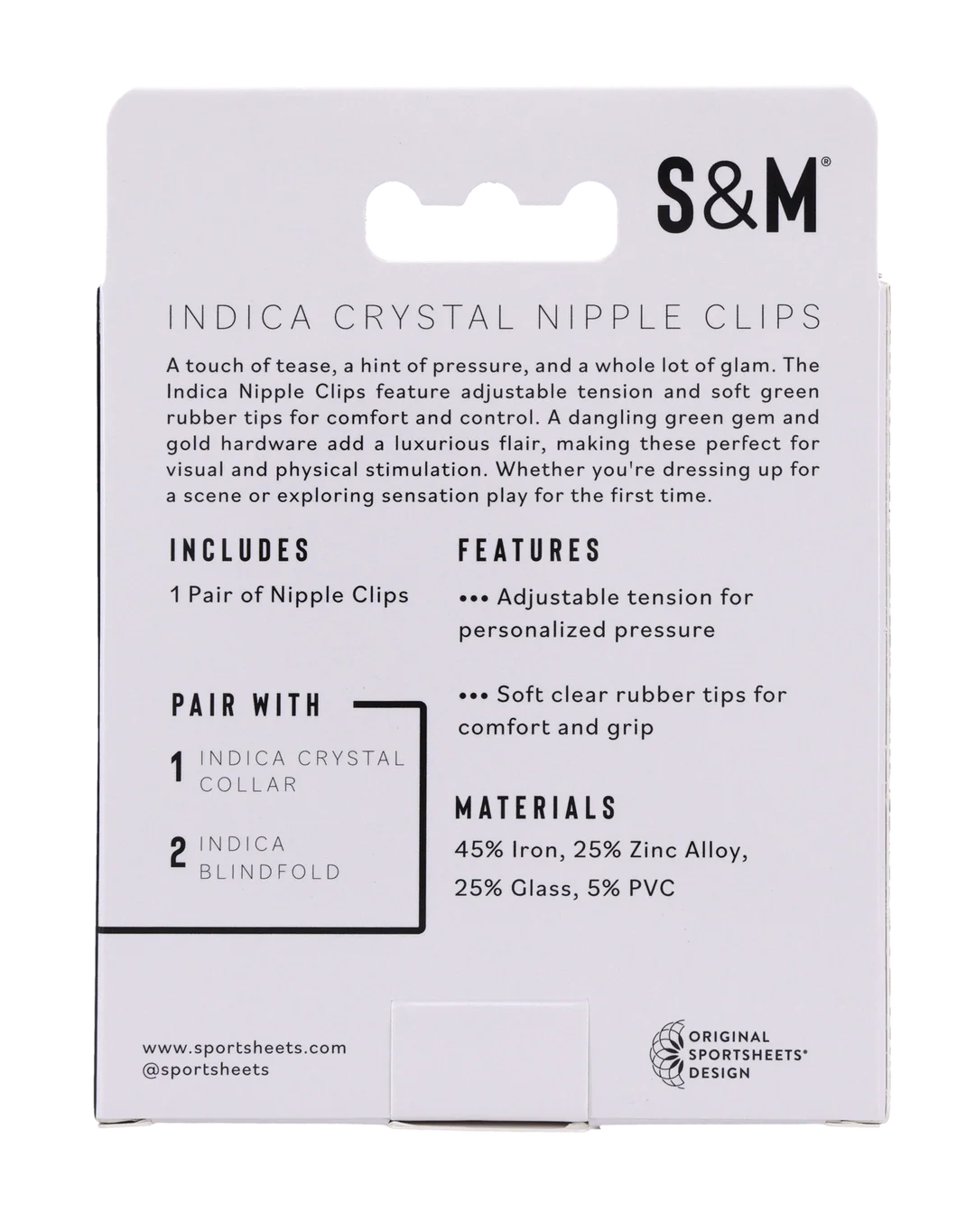 Sportsheets Indica Nipple Clips — Adjustable Tension, Green Gem - SS10218
