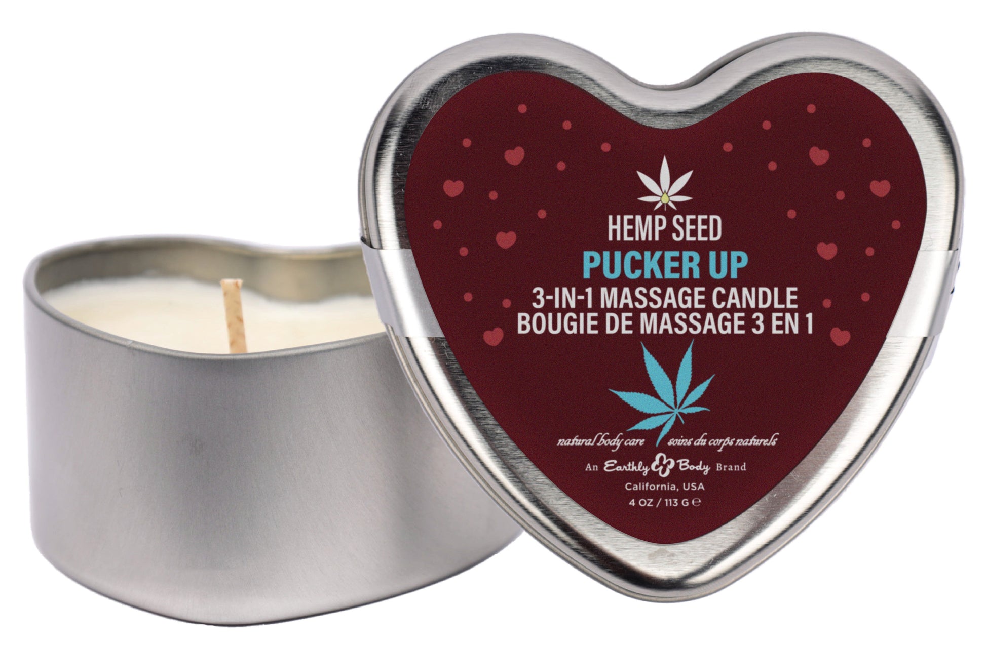 Hemp Seed Valentine '26 Candle Trio Includes: 1 of each: XOXO 1.75oz, Lip Locked 1.75oz, Pucker Up 1.75oz by Earthly Body