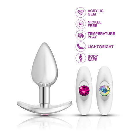 Silver Anchor Buttplug Kit - Clear Iridescent/pink