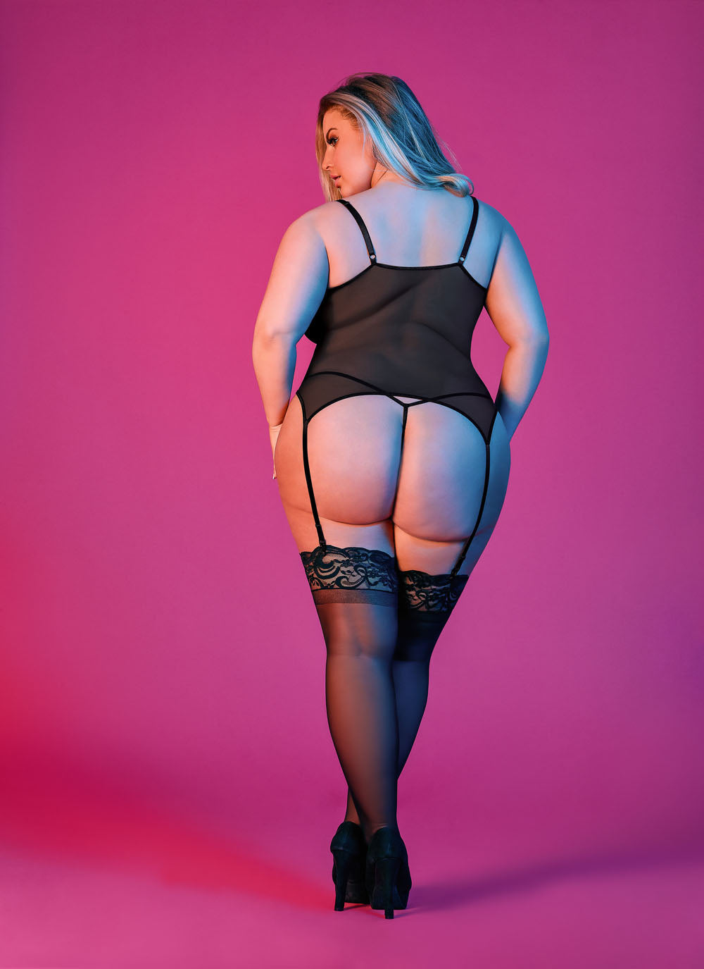 Sexy Time Merry Widow and G-String Set - Black - 1x-3x by Magic Silk