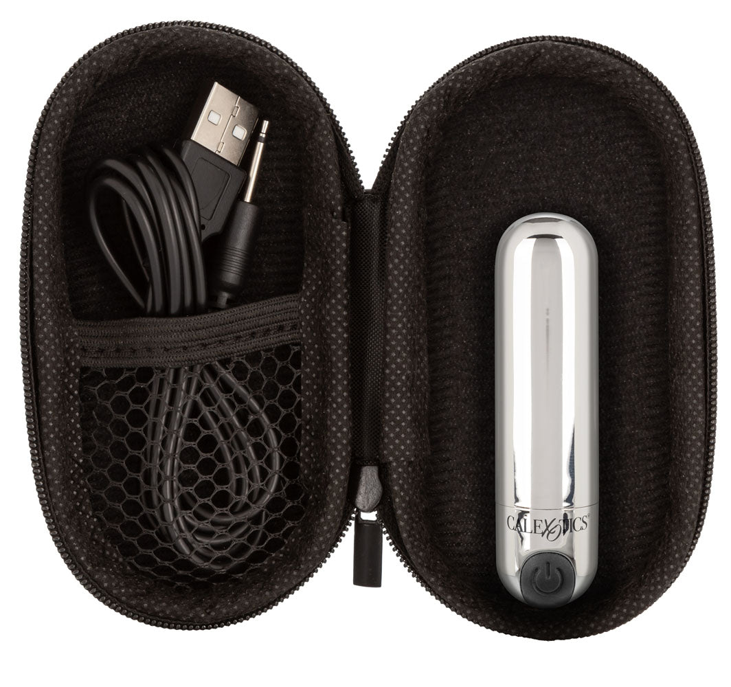 CalExotics Rechargeable Hideaway Bullet — Silver, 3-Inch Travel Vibrator - SE0062402
