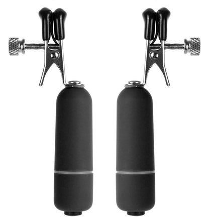 Vibrating Nipple Clamps - Black by Shots