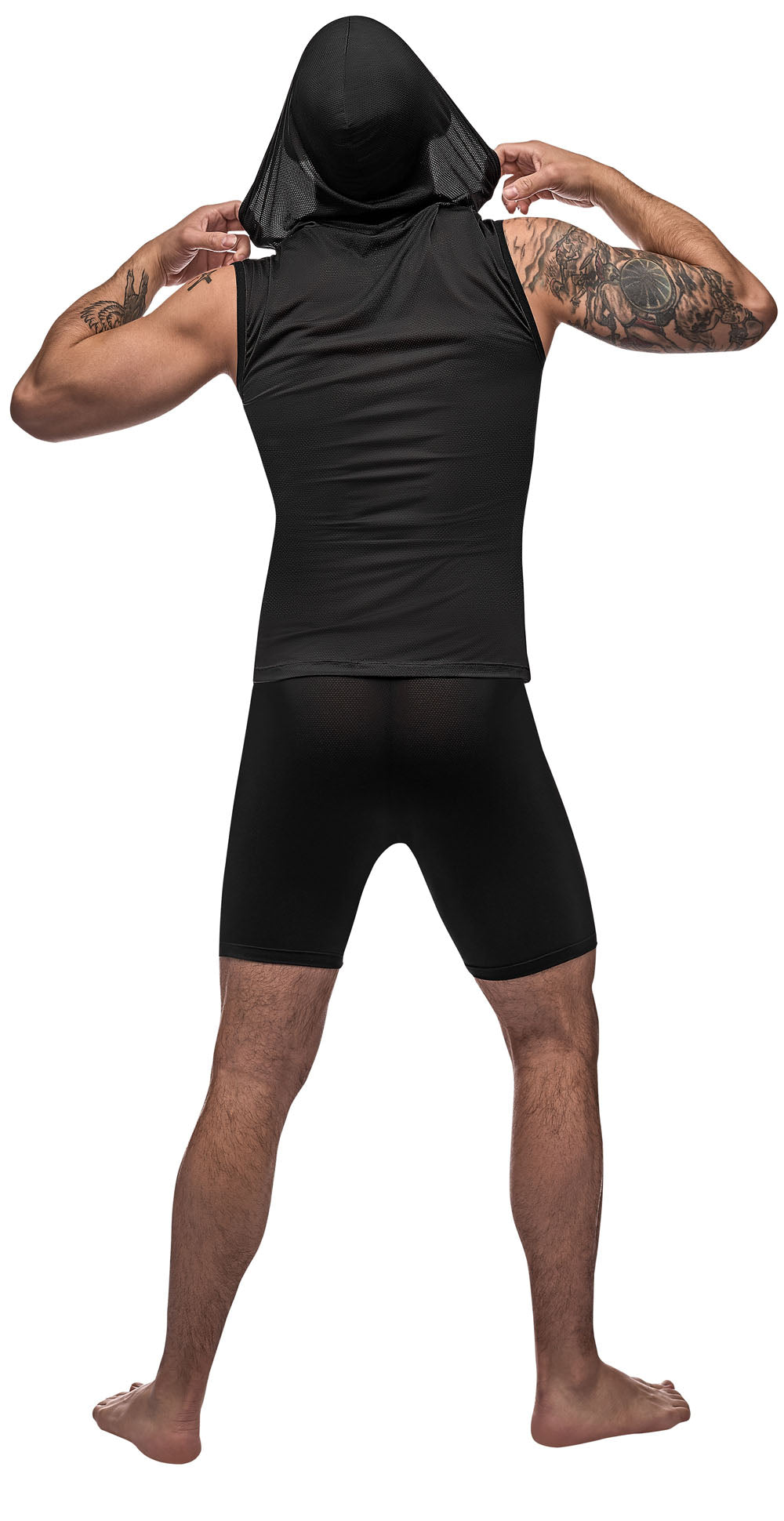Black Nite Hoodie Tank - Small - Black by Male Power