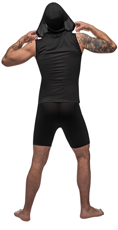 Black Nite Hoodie Tank - Small - Black by Male Power