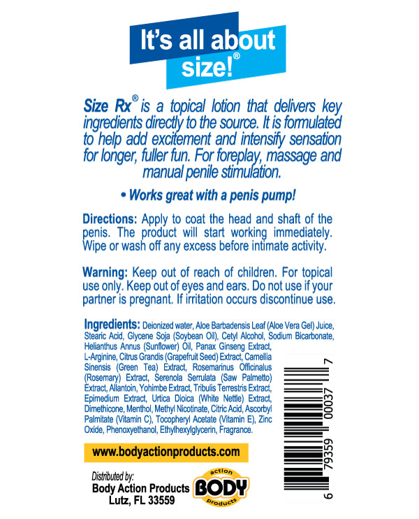Size Rx 4.5 Oz Tube by Body Action