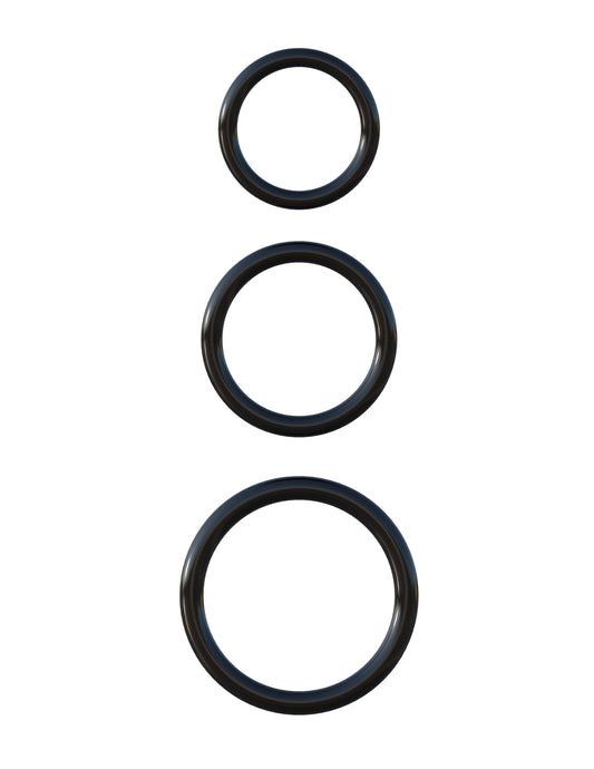 Pipedream Fantasy C-Ringz Silicone 3-Ring Stamina Set — Black - PD5912-23