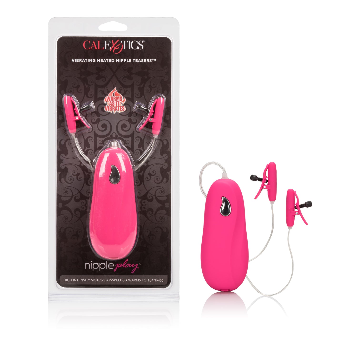 Vibrating Heated Nipple Teasers - Pink by CalExotics