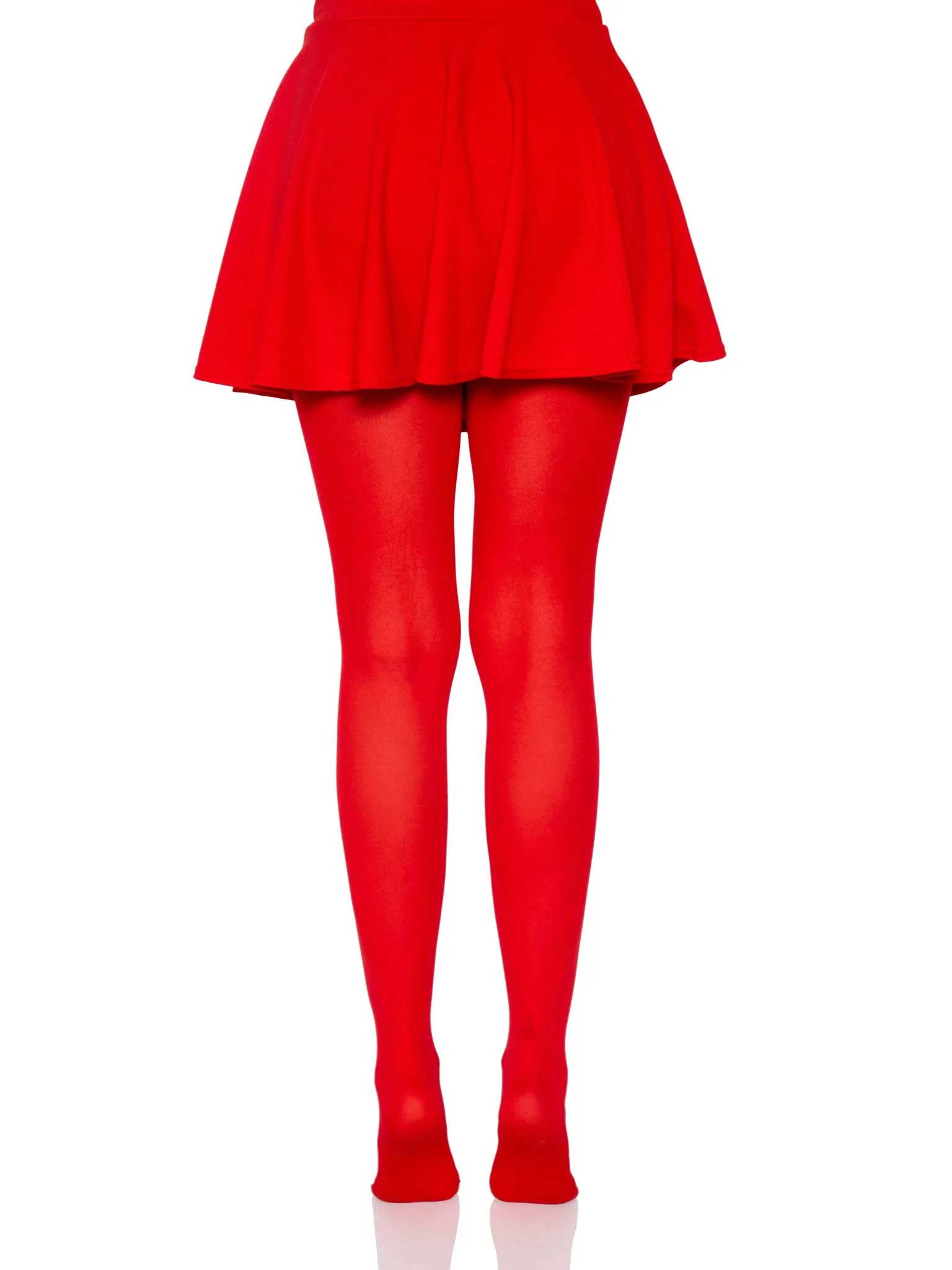 Nylon Tights - One Size - Red by Leg Avenue