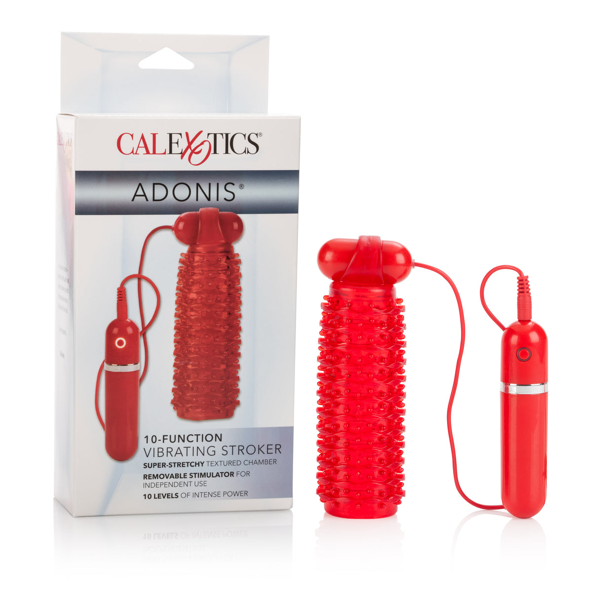 10-Function Adonis Vibrating Strokers - Red by CalExotics