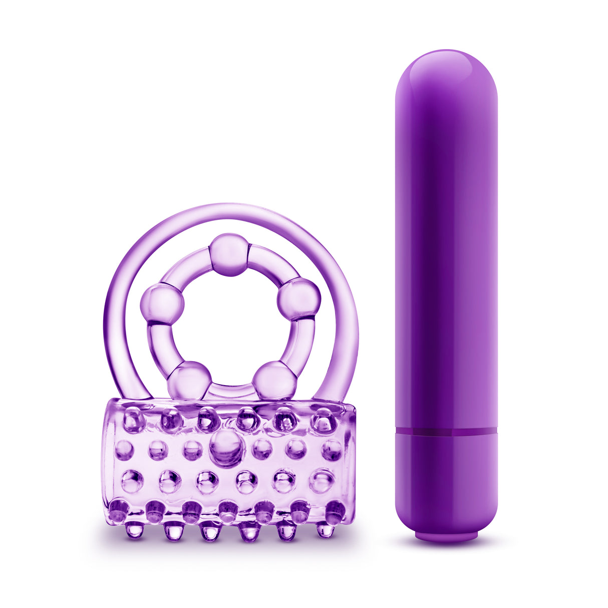 Blush Play With Me The Player Vibrating Double Strap Ring, Purple - BL-91911