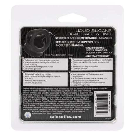 Alpha Liquid Silicone Dual Cage and Ring - Black Ring - Black