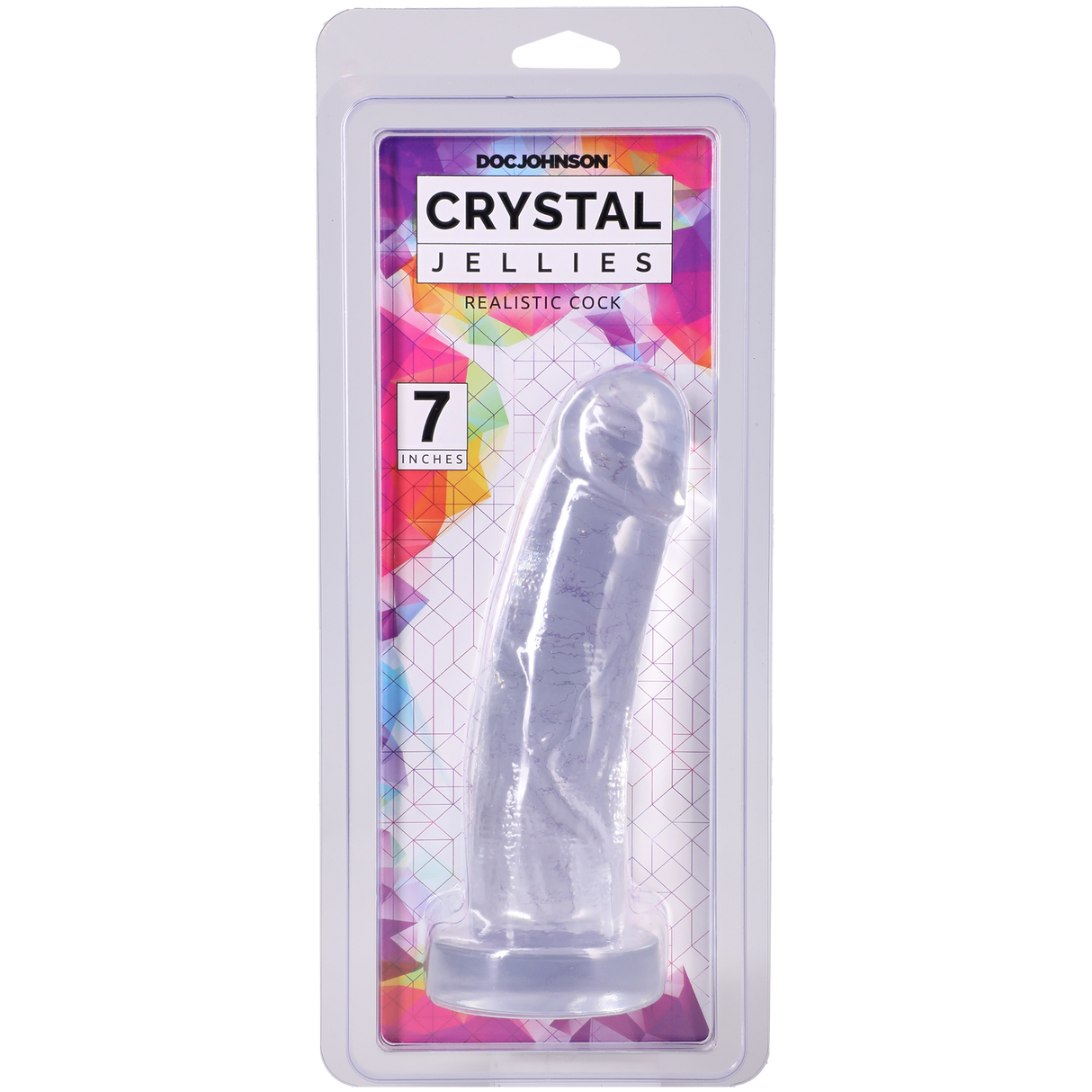 Doc Johnson Crystal Jellies Realistic Cock — 7 in Clear - DJ0288-42-CD