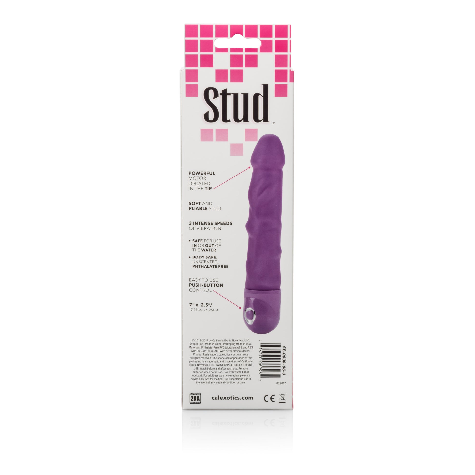 Waterproof Power Stud Rod Dong - Purple by CalExotics