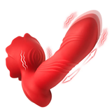 XR Brands Thrusting Silicone Vibrator — Dual-Zone, Red - AH996