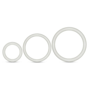 Blush Performance Pure Silicone Cock Ring Set, 3 Sizes, White Glow - BL-370819