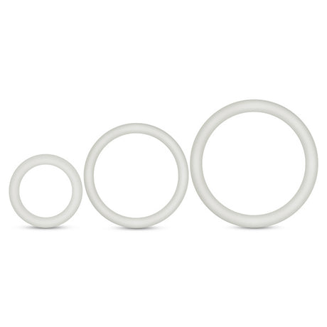 Blush Performance Pure Silicone Cock Ring Set, 3 Sizes, White Glow - BL-370819
