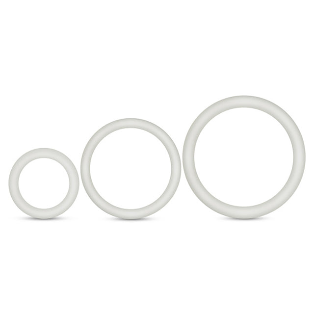 Blush Performance Pure Silicone Cock Ring Set, 3 Sizes, White Glow - BL-370819