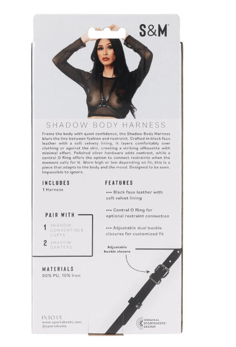 Sportsheets Shadow Body Harness — Black - SS10304