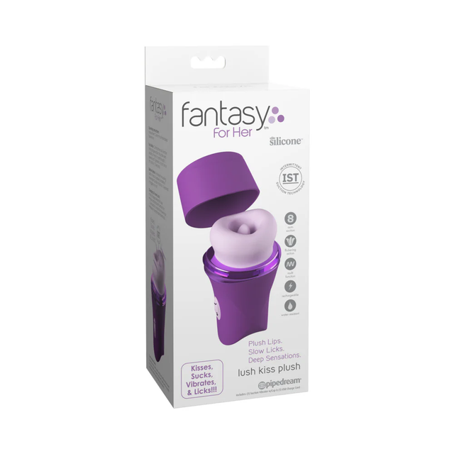 Pipedream Fantasy for Her Lush Kiss Licking Stimulator, Plush Purple - PD4983-12