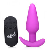 XR Brands 21X Silicone Remote Vibrating Butt Plug — Purple - BNG-AG563-PUR