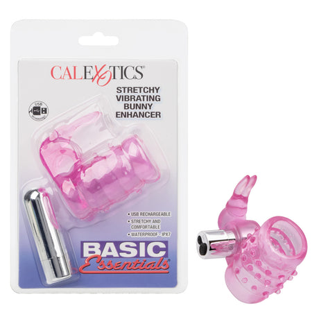 CalExotics Stretchy Vibrating Bunny Enhancer, Pink (Rechargeable) - SE1739042