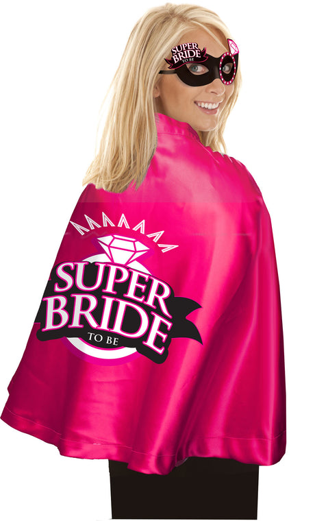 "Super Bride Cape and Mask - Hot Pink/black LG-NVC059"