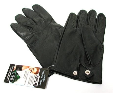 Kinklab Vampire Gloves — Thin Leather with Metal Points, Large - KL-543