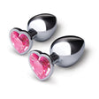 b-Vibe Jewel Heart Metal Butt Plug Training Set — 2 Sizes - BV2983