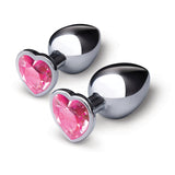 b-Vibe Jewel Heart Metal Butt Plug Training Set — 2 Sizes - BV2983