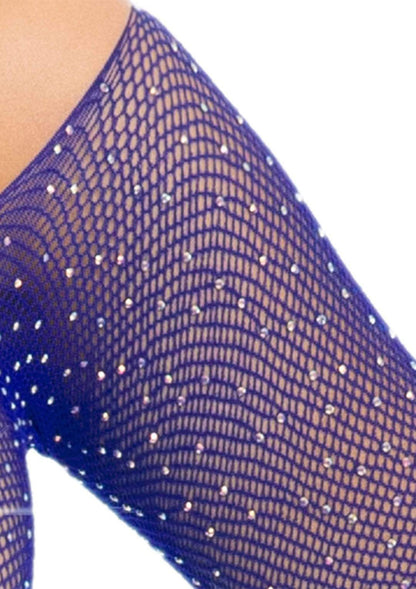Rhinestone Snap Crotch Bodysuit - One Size - Royal Blue by Leg Avenue