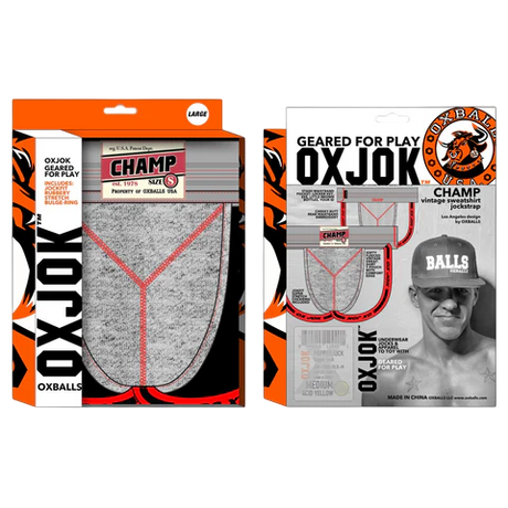 OXBALLS Champ Vintage Sweatshirt Jockstrap — Gray Heather, XXL - OX5286