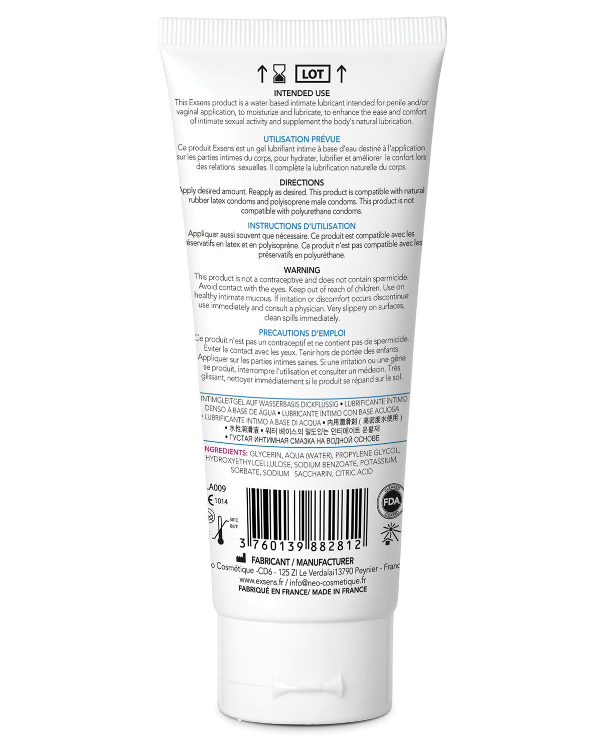 EXSENS of Paris Personal Water Based Lubricant - Pure Aqua by Exsens
