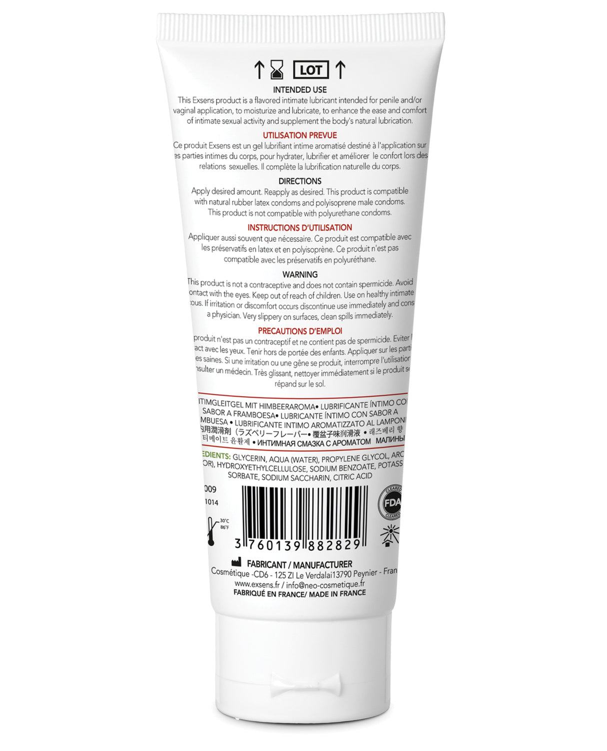 EXSENS of Paris Flavored Water Based Lubricant - Raspberry by Exsens