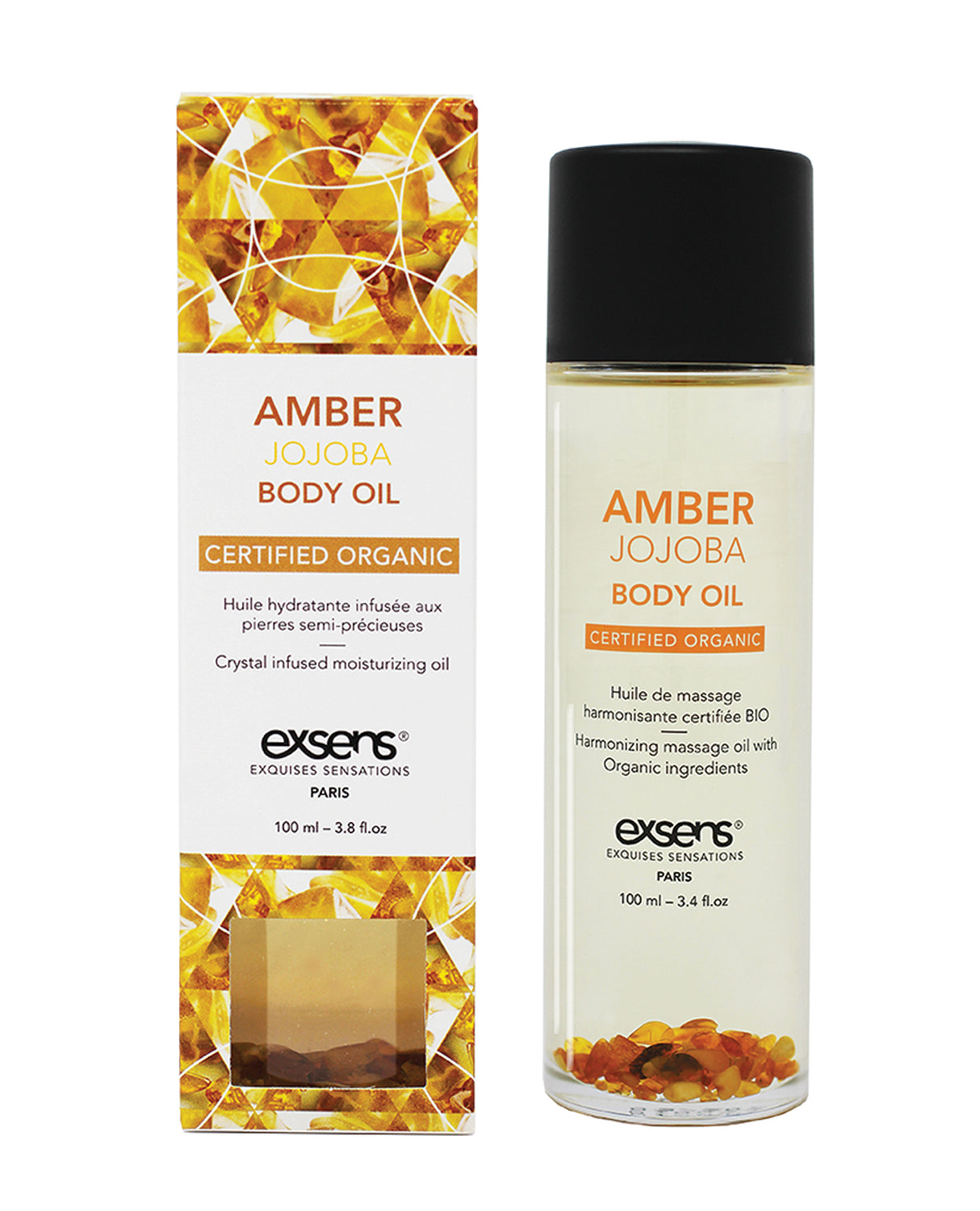 EXSENS of Paris Organic Body Oil w/Stones - Amber Jojoba 100 ml by Exsens