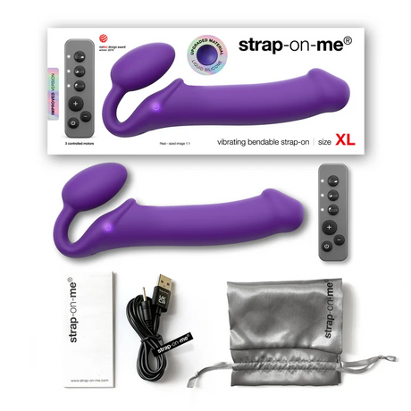 STRAP-ON-ME Vibrating Bendable Strap-On XL — Purple - SM3946