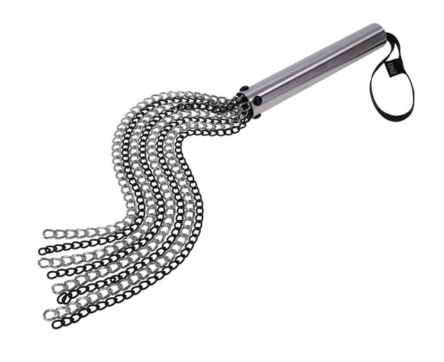 Sportsheets Edge Chain Flogger — Metal Handle, Black & Silver Chains - SP0634