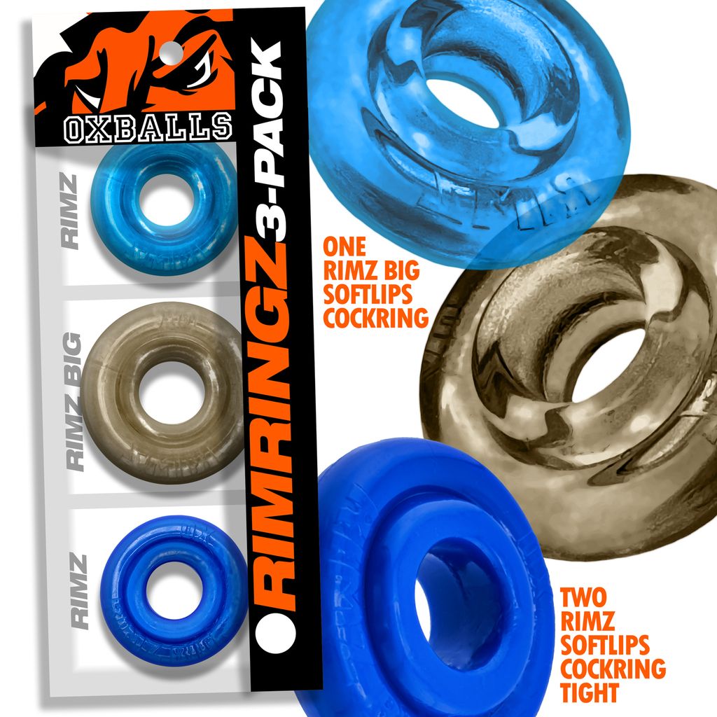 OXBALLS Rimringz 3-Pack — Cool Blues (2 Regular + 1 Big) - OX-3206-COL
