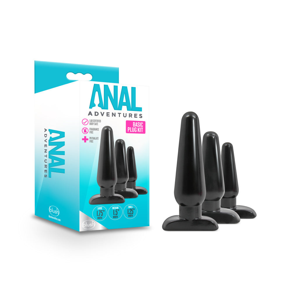Anal Adventures - Basic Plug Kit - Black by Blush