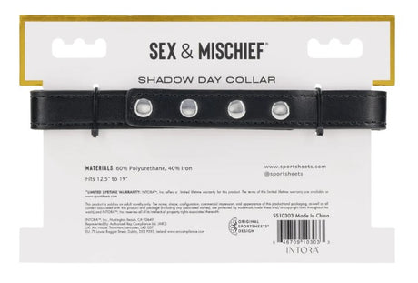 Sportsheets Shadow Day Collar — Black Faux Leather - SS10303