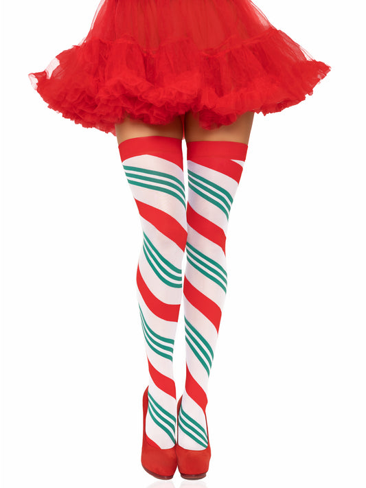 Leg Avenue Holiday Ribbon Thigh High - Swirl - LA-6629SWL